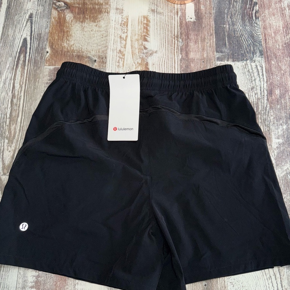 Men's Lululemon Black Athletic Drawstring Shorts - Picture 2 of 3